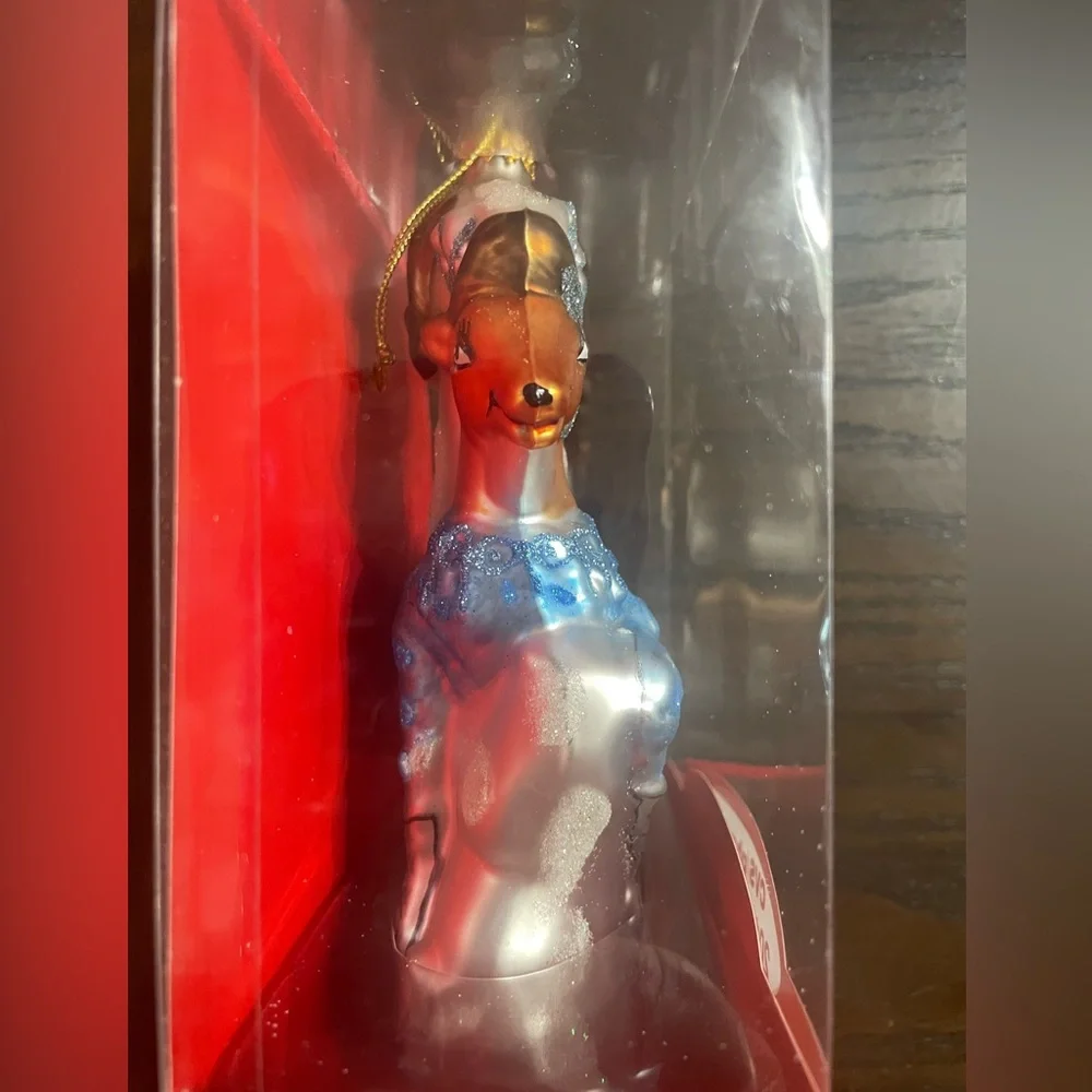 Christmas tree ornament-Dancer,Santa's Reindeer Glass- Hand painted by artisans.